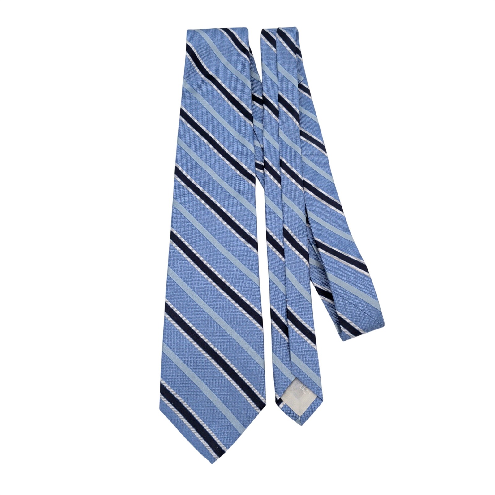 Brooks Brothers 346 Mens Silk Tie Light Blue Navy White Diagonal Repp Stripe Usa